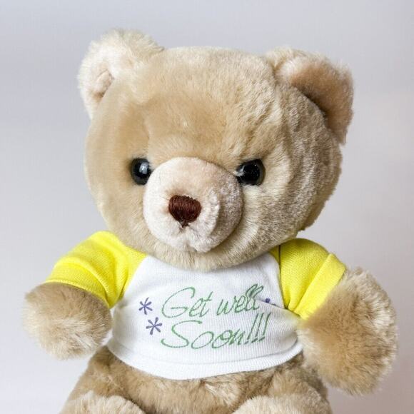 8" Vintage Light Brown Teddy Bear Gund Stuffed Animal Plush Toy‎ 1991 Get Well - Picture 10 of 11
